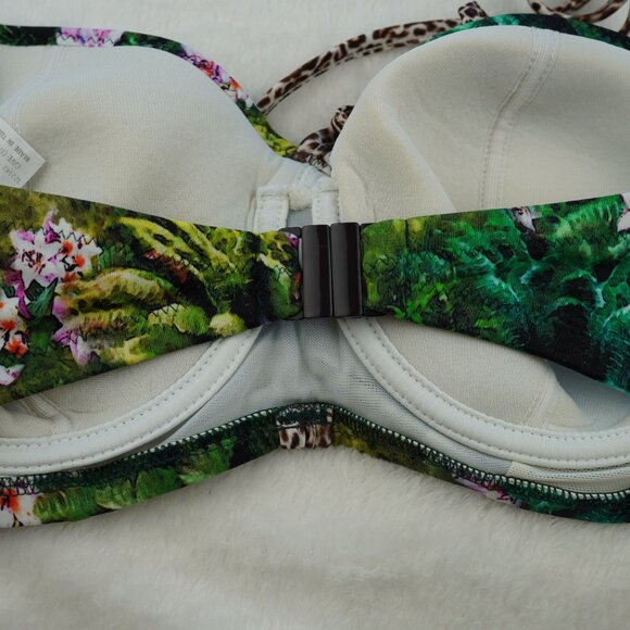 Freya Jungle Floral Bikini Set 32D Top Small Bottom Tropical Print with Leopard - Picture 3 of 10